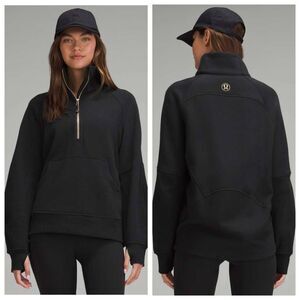 Lululemon Scuba Oversized Funnel-Neck Half Zip Black Gold Medium/Large